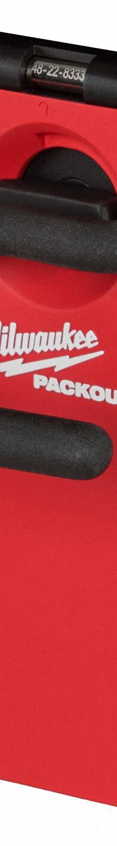 MILWAUKEE PACKOUT S-Hook: 3 13/16 in D x 2 3/4 in H x 7 3/16 in L, Metal/Polymer, Black/Red (MPN 48-22-8333). Key specifications — attr1120130: MILWAUKEE; attr1120217: Polymer; attr1120218: Black.