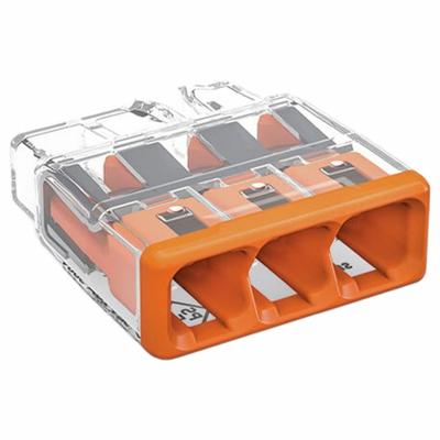 WAGO Push-In Wire Connector: 2773 Series, 3 Port, 20 AWG – 12 AWG Solid Wire Size Range - Push-In Connectors