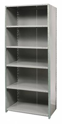HALLOWELL Metal Shelving: Standalone, Heavy-Duty, 36 in x 12 in, 84 in Overall Ht, 6 Shelves (MPN F7521-12HG). Key specifications — Assembled: Unassembled; Shelving Material: Steel; Frame Material: Steel; Color: Gray; Brand: HALLOWELL.