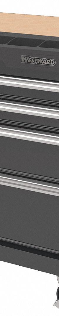 WESTWARD Rolling Tool Cabinet: Black / Black Drawer, 34 5/16 in W x 19 1/2 in D x 33 5/16 in H (MPN 31CE51). Key specifications — Brand: WESTWARD.