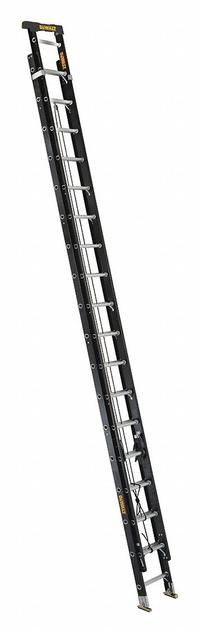 DEWALT Extension Ladder: 36 ft Ladder Size, Fiberglass, 300 lb Load Capacity, 79 lb Wt, 2 Sections (MPN DXL3020-36PT). Key specifications — Color: Black; Brand: DEWALT; Removable Fly: Fixed.