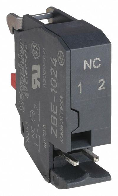 SCHNEIDER Contact Block: 22 mm Panel Mounting Size, 1NC, Momentary - Contact Blocks