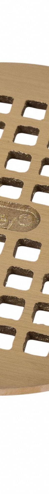 OATEY Grate: Round, 5 1/4 in Overall Dia, 1/4 in Overall Ht, Brass, Brass, Brass, Screw-In (MPN 80020). Key specifications — Finish: Brass; Brand: OATEY; Color Family: Brass.