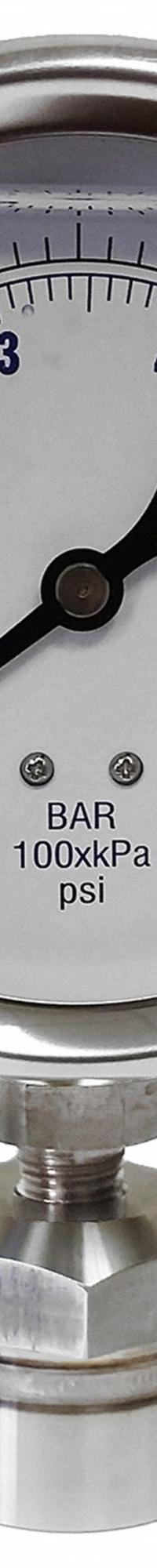 KODIAK CONTROLS Vacuum Gauge: KC301, 4 in Dial, 316 Stainless Steel, 316 Stainless Steel, Bottom, 4X (MPN KC301L4030/0/DSM3511LP). Key specifications — Brand: KODIAK CONTROLS; Gauge Case Liquid: Glycerin; Seal Fill Liquid: Mineral Oil; Gauge Case Material: 304 Stainless Steel; Seal Lower Housing Material: 316 Stainless Steel; Accuracy: ±1.00%; Gauge Wetted Parts: Stainless Steel.