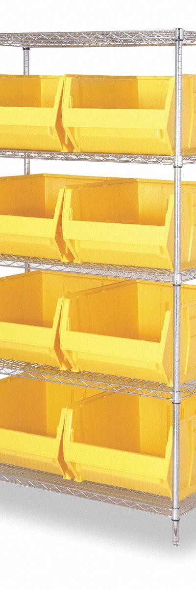 QUANTUM STORAGE SYSTEMS Bin Shelving: 42 in x 30 in x 74 in - Wire Stationary Bin Shelving with Open-Front Bins
