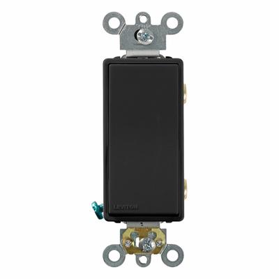 LEVITON Wall Switch: Rocker Switch, Double Pole, Maintained, Black, 120/277V AC - Rocker Wall Switches