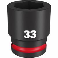 MILWAUKEE Standard Impact Socket: 3/4 in Drive Size, Metric, 33 mm Socket Size, 6-Point, Std (MPN 49-66-6371). Key specifications — attr1215501: MILWAUKEE; attr1215515: Black Phosphate; attr1215518: 33 mm.