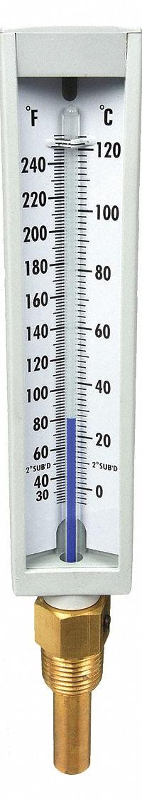 APPROVED VENDOR Compact Industrial Thermometer: 30°F to 240°F /0°C to 120°C, +/-1% Accuracy (MPN 4PRU1). Key specifications — Thermometer Thread Type: NPT; Accuracy: +/-1%; Brand: APPROVED VENDOR.