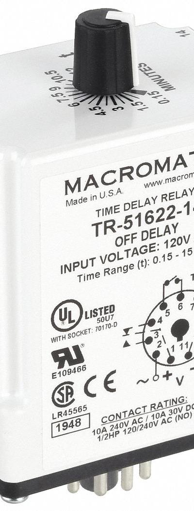 MACROMATIC Single Function Time Delay Relay: Socket Mounted - Socket-Mounted Relays