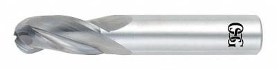 OSG Ball End Mill: Carbide, TiAlN Coated, 3 Flute, 1/16" Mill Dia, 3/16" LOC - General Purpose Carbide Ball End Mills