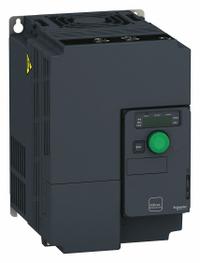 SCHNEIDER Variable Frequency Drive: In Phase Three, Out Phase Three, 10 hp, IP20, No Bypass, Compact (MPN ATV320U75S6C). Key specifications — Style: Compact; Color: Black/Blue/Gray; Output Phase: Three.