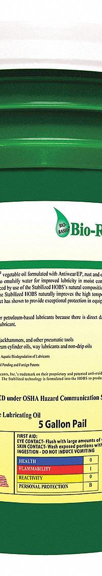 RENEWABLE LUBRICANTS Air Tool Oil: Synthetic, -27°F Min. Op Temp., 521°F Max. Op Temp., Pail (MPN 83014). Key specifications — attr1321222: Synthetic; attr1321226: 10W-30; attr1321227: 181; attr1321244: RENEWABLE LUBRICANTS; attr1321245: Pail.