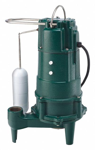 ZOELLER Grinder Pump: Vertical, Single Phase, 1 hp, 230V AC, 42 gpm @ 10' of Head - General Purpose Sewage Grinder Pumps