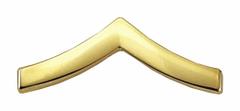HEROS PRIDE Metal Rank Insignia: PVT. Chevron, 3/4 in, Gold, Metal, Clutch Pin, Rank Insignia, 1 PR (MPN 4404MG). Key specifications — attr1074238: Clutch Pin; attr188498: 3/4 in; attr188499: Gold; attr188500: Metal; attr188503: PVT. Chevron; attr193746: HEROS PRIDE.