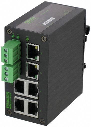MURRELEKTRONIK Ethernet switch: Unmanaged, DIN Rail, 6 Ports, RJ45, 100 mbps/Ethernet - DIN Rail-Mount Ethernet Switches