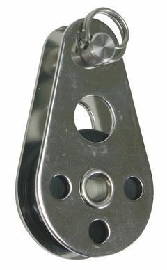 RONSTAN Pulley Block: Fixed, Pulling, 990 lb Working Load Limit, 1/8 in Compatible Rope Dia, Bolt-On (MPN RF418C). Key specifications — Product Type: Pulley Block; Brand: RONSTAN; Compatible Rope Type: Wire Rope; Pulley Type: Fixed; Attachment Type: Bolt-On; Operation: Pulling; Bearing Type: Sleeve; Finish: Plain.