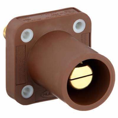 HUBBELL Single Pole Receptacle: Brown, Straight Taper Nose Mating, Threaded Stud Termination - Receptacles with Threaded Stud Terminations