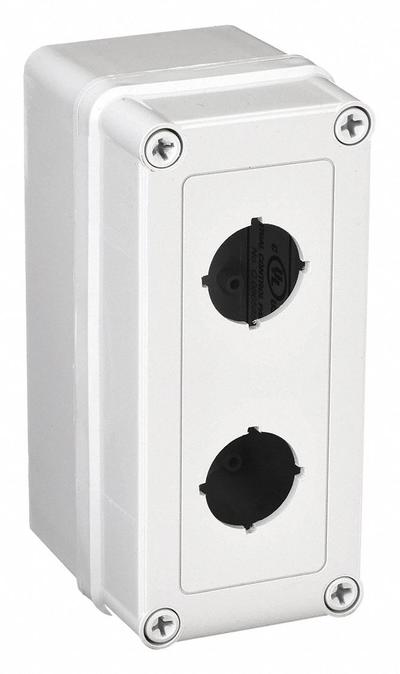 HOFFMAN Push Button Enclosure: 30mm, 2 Holes, Non-Metallic - Enclosures for 30mm Operators