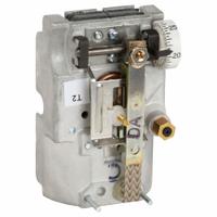 JOHNSON CONTROLS Pneumatic Thermostat: 55° to 85°F, 2 Pipes, High Volume Pipes/Air Flow Output (MPN T-4002-9012). Key specifications — Temperature Control Range: 55° to 85°F; Number of Pipes/Air Flow Output: 2 Pipes, High Volume; Thermostat Action: Direct; Mounting Direction/Includes Cover: Vertical, No; Brand: JOHNSON CONTROLS.