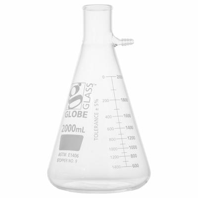 GLOBE SCIENTIFIC Filtering Flask: 2 L, Colorless, Round, A - Glass Filtering Flasks