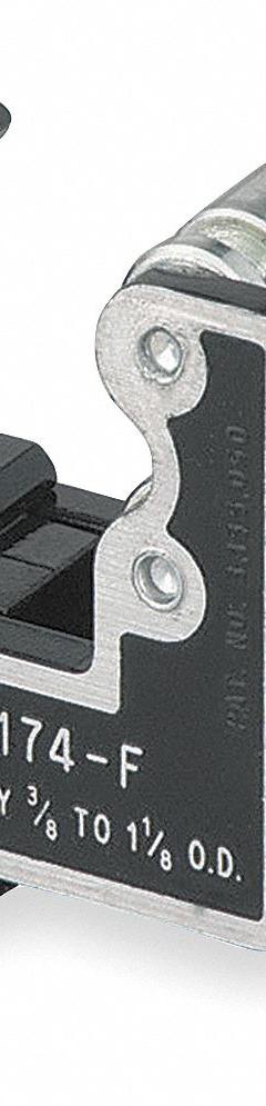 IMPERIAL Tubing Cutter: 7/16 in – 1 3/16 in OD Cutting Capacity, Std Wheel Cutter, 2 1/2 in Tool Lg (MPN 174-F). Key specifications — attr327812: 174-F; attr327818: Aluminum; attr327815: IMPERIAL.