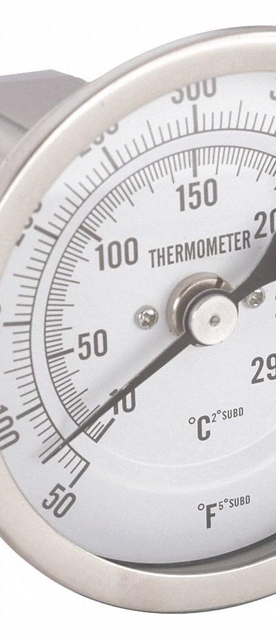 APPROVED VENDOR Dial Thermometer: 50°F to 550°F /10°C to 290°C - Adjustable-Angle Thread-Mount Dial Thermometers