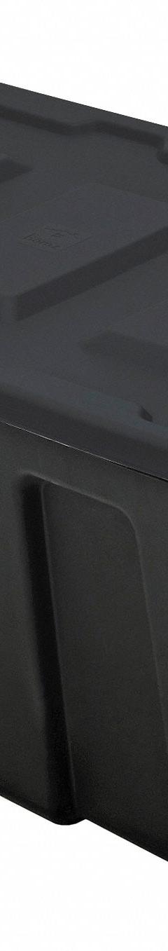 DURABILT Storage Tote: 34 gal, 32 1/2 in x 16 3/4 in x 18 1/2 in, Black Body, Black Lid, Black (MPN 6934GRBBK.04). Key specifications — Material: Plastic; Edge/Corner Design: Rounded; Body Color: Black; Lid Color: Black; Brand: DURABILT; NSF Certified: Not NSF Certified; Nestable: Nesting Capable.