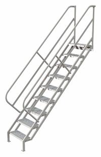 TRI-ARC Portable Stairs: 10.3 ft Overall Ht, Steel, 450 lb Load Capacity, Perforated, 9 Steps (MPN WISS109246). Key specifications — attr1050559: Gray; attr1050557: TRI-ARC.