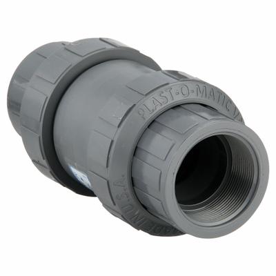 PLAST-O-MATIC Check Valve: Poppet, Inline Valve Body, 2 in Pipe Size, PVC, For Corrosives Media - PVC Poppet Check Valves