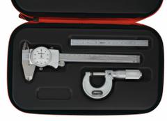 MITUTOYO Precision Measuring Tool Kit: 4 Pieces, Dial Caliper, 0 in to 6 in Caliper Range (MPN 64PKA283). Key specifications — attr1182219: MITUTOYO; attr1182229: Dial Caliper; attr1182230: 0 in to 6 in; attr1182232: 0 in to 1 in; attr1182234: No; attr1182252: 1 in; attr1182254: 0 in; attr1182258: (1) Case.