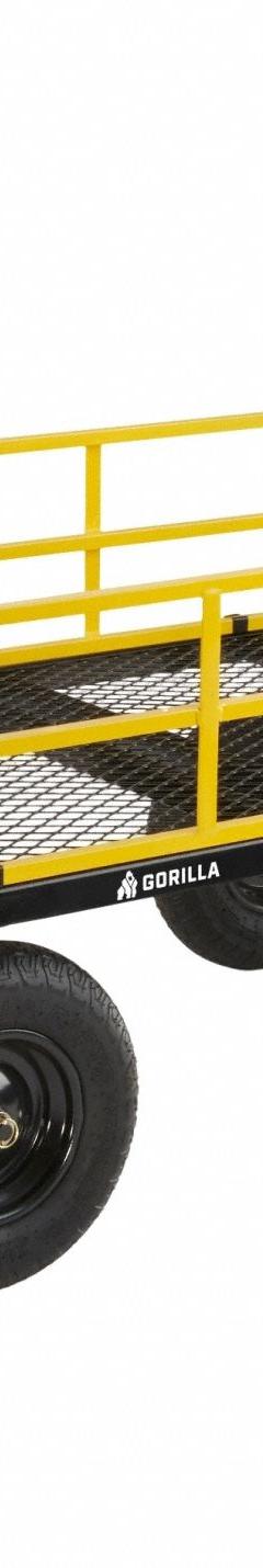 GORILLA cart: 1,500 lb Cap, 52 in L x 34 in W x 17 3/16 in H Deck, D-Shaped, 12 ga Frame, Yellow (MPN GCG-3452). Key specifications — Brand: GORILLA; Color: Yellow.
