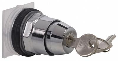 SCHNEIDER Keyed Selector Switch: 2 Position, 30 mm Panel Mounting Size - Panel-Mounted Key Switches without Contacts