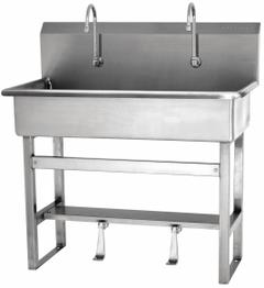SANI-LAV Wash Station: 45 in Overall Ht, 37 in Bowl Lg, 8 in Bowl Dp, 2 gpm Flow Rate, 16 ga (MPN 54F1). Key specifications — Includes Side Splash: Side Splash Not Included; Brand: SANI-LAV.