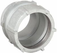 Rigid Compression Connector: Iron/Steel, 4 in Trade Size, 4 1/2 in Overall Lg (MPN 1816). Key specifications — Trade Size: 4 in; Overall Length: 4-1/2 in; Finish: Zinc Plated; For Use With: RMC; Thread Size: 4"-8; Thread Type: NPS; Thread Gender: Male; Insulated: No.