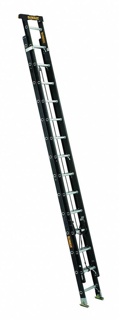 DEWALT Extension Ladder: 28 ft Ladder Size, Fiberglass, 300 lb Load Capacity, 60 lb Wt - Non-Conductive Fiberglass Extension Ladders