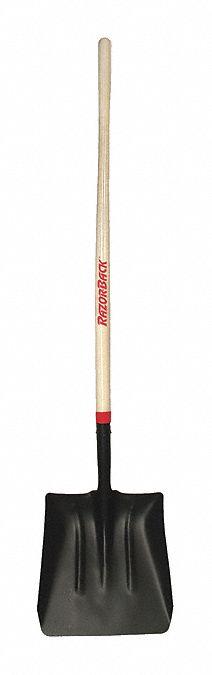 RAZOR-BACK General Purpose Scoop: 2 Ribs, Steel, #2 Blade Size, 14 1/2 in Blade Wd, 14 ga Gauge (MPN 54246GR). Key specifications — attr979006: Steel; attr979016: Coal Shovel; attr987921: #2; attr979009: RAZOR-BACK; attr979010: Wood.