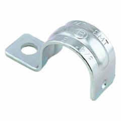 Pipe Strap: 3/4 in Trade Size, Steel, EMT (MPN 921-S). Key specifications — Finish: Zinc Plated; Color: Gray; Compatible Conduit Type: EMT; Material: Steel; Brand: BRIDGEPORT.