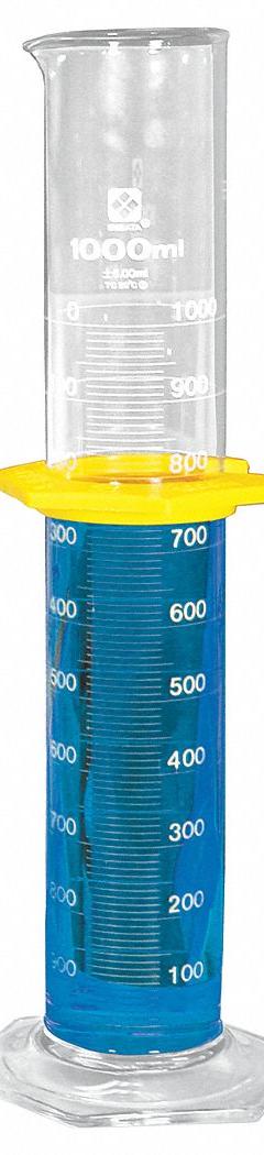 SIBATA Graduated Cylinder: 1 L, B, To Contain (TC), 10 mL Graduation Increments - mL, 50 mL – 1 L (MPN 2351-1000). Key specifications — ASTM Specification: E1272; Brand: SIBATA; USP Specification: Type I; Closure Included: No; Includes: Bumper.