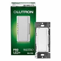 LUTRON Lighting Dimmer: Fluorescent/Halogen/Incandescent/LED, 1-Pole, 3-Way, Multilocation, 120V AC (MPN MA-PRO-WH). Key specifications — Brand: LUTRON; Lighting Technology: Incandescent; Load Rating @ 120V AC: 250W (LED), 400VA (MLV), 500W (ELV, Halogen, Incandescent); Neutral Required: No; Operating Voltage: 120V AC; Series: Maestro.