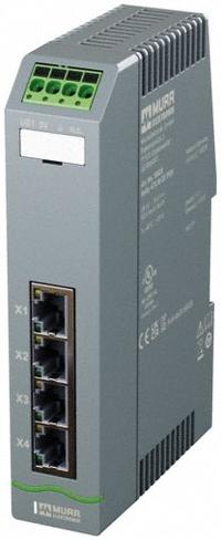 MURRELEKTRONIK Ethernet switch: Managed, DIN Rail, 4 Ports, RJ45, 1000 mbps/Ethernet/Gigabit, IP20 (MPN 58820). Key specifications — Port Type: RJ45; Manufacturer Part Number: 58820; Brand: MURRELEKTRONIK; Features: Auto-Negotiation; IP Rating: IP20; Product Type: Ethernet Switch; Maximum Input Voltage: 30V DC; Mounting Location: DIN Rail.