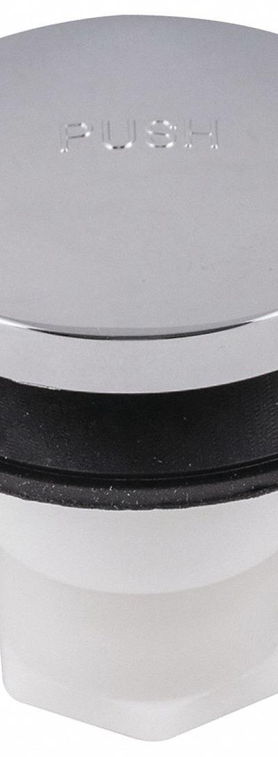 APPROVED VENDOR Drain Stopper: Plastic, Chrome-Plated, Toe Touch - Bathtub Drain Stoppers