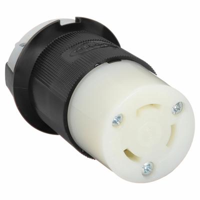 HUBBELL Locking Connector: Non-NEMA, Black/White, 125/250V AC, 30 A Current Rating - General Purpose Connectors
