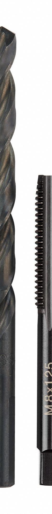 MILWAUKEE Plug Tap and Drill Bit: 2 Pc, M8x1.25 Tap, Ltr H Drill (MPN 49-57-5543). Key specifications — attr1300596: Straight Flute.