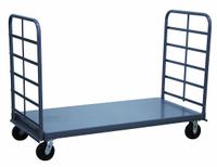 JAMCO Platform Truck: 2,000 lb, 60 in L x 36 in W x 10 in H Deck, Solid, 12 ga Deck, Rubber, Smooth (MPN PS460P600GP). Key specifications — Side Panel Type: No Side Panels; Brand: JAMCO; Color: Gray; Caster/Wheel Configuration: (2) Rigid.