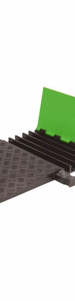 HI-VIZ CABLE PROTECTOR: 5 Channels, 1 13/40 in Max Cable Dia, 50 in Wd, 1 7/8 in Ht, 20 in Lg (MPN GD5X125ADAFLG/B). Key specifications — Connection Style: Dog Bone; Material: Polyurethane; Color: Hi-Viz Green (Lid)/Black (Base).