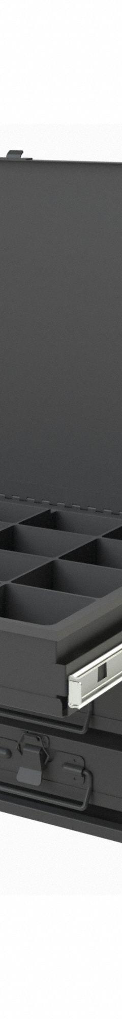 Sliding Drawer Cabinet: 15 5/8 in x 11 7/8 in x 11 7/8 in, 4 Drawers, Gray, Bearing, Assembled, Pull (MPN 307B-95-D933). Key specifications — Cabinet Color: Gray; Includes Dividers: No; Drawer Inside HxWxD: (20) 2 in x 2-1/2 in x 2-3/16 in; Stackable: Yes; Number of Compartments per Drawer: (4) 20; Brand: DURHAM MFG.