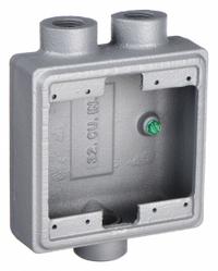 APPLETON ELECTRIC Electrical Box: Iron, Rectangular, 2 Gangs, 3/4 in Hub Size, 32 cu in Capacity (MPN FSD-2-75). Key specifications — Color: Gray; Brand: APPLETON ELECTRIC.