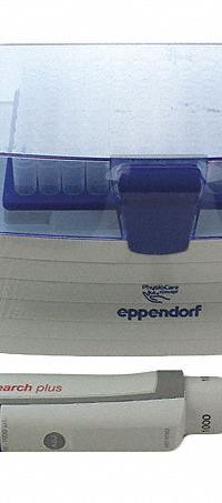 EPPENDORF Single-Channel Pipettor: 1 Channels, 1,000 ul Capacity - Max, 1 ul Volume Increments (MPN 3123000063). Key specifications — Color: Blue; Brand: EPPENDORF; Pipetter Type: Manual Adjustable Volume; Autoclavable: Autoclavable; Product Type: Single-Channel Pipettor.