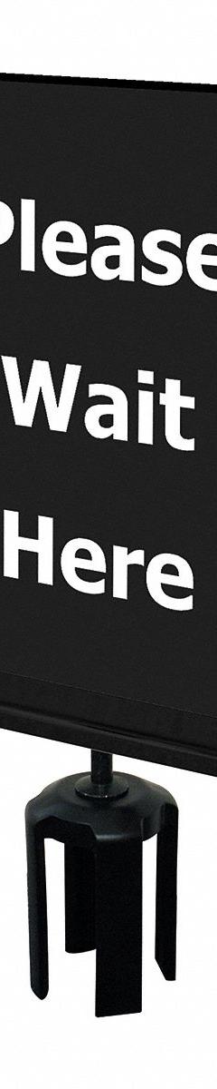 TENSABARRIER Acrylic Sign: Black, Please Wait Here Message, 11 in Overall Lg, 7 in Overall Wd (MPN S21-P-33-7X11-V-HDSB-1701-33). Key specifications — Brand: TENSABARRIER; Color: Black; Includes: Mounting Adapter; Message: Please Wait Here; For Use With: Tensabarrier Posts; Material: Acrylic.