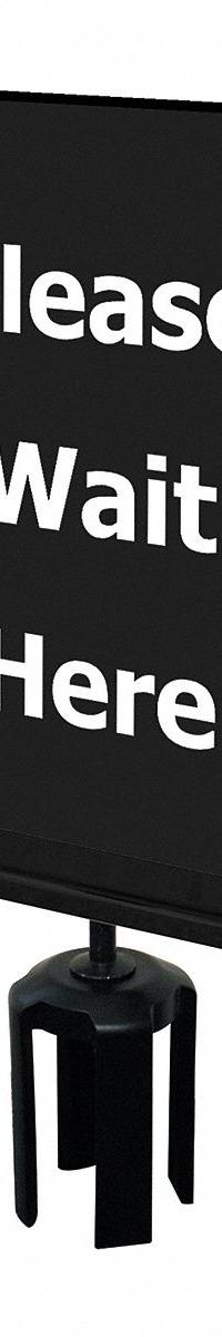 TENSABARRIER Acrylic Sign: Black, Please Wait Here Message, 11 in Overall Lg, 7 in Overall Wd (MPN S21-P-33-7X11-V-HDSB-1701-33). Key specifications — Brand: TENSABARRIER; Color: Black; Includes: Mounting Adapter; Message: Please Wait Here; For Use With: Tensabarrier Posts; Material: Acrylic.